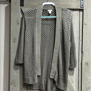 Chico's Taupe Open Weave Cardigan